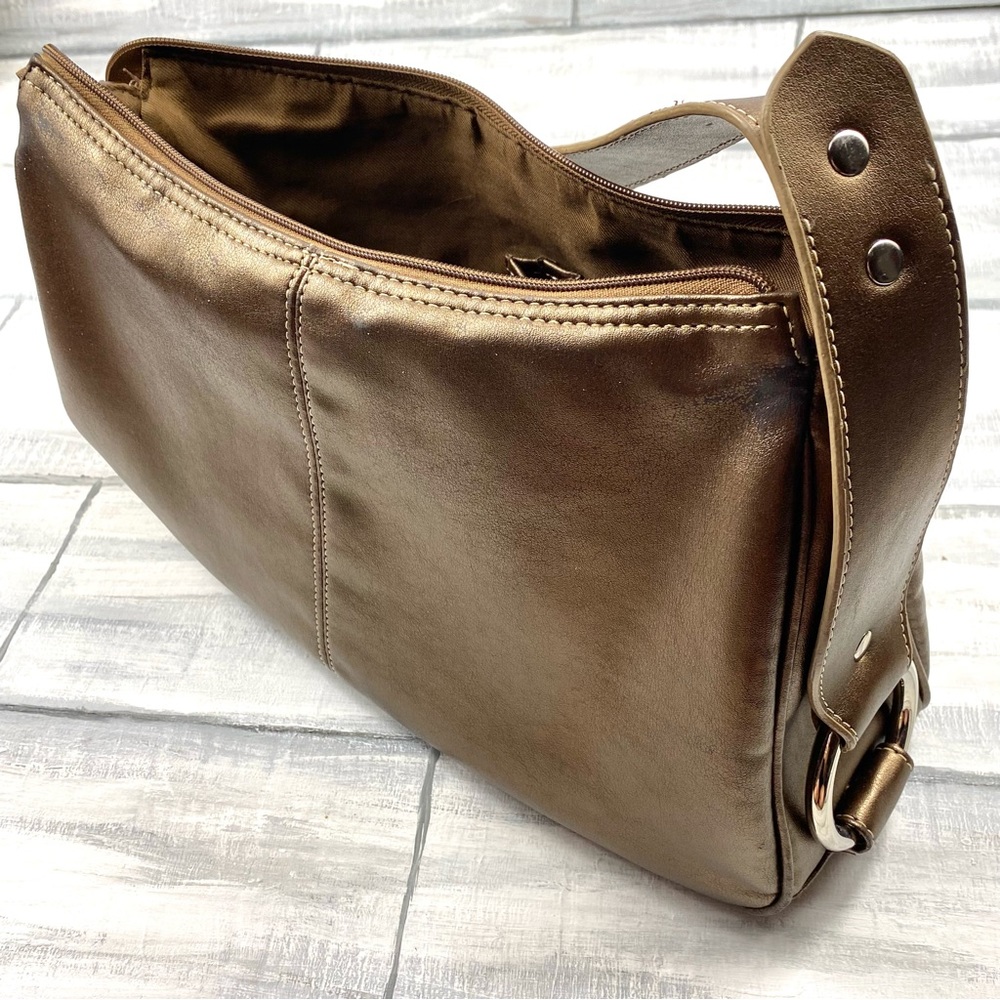 Studio Works Bronze Metallic Copper Hobo Handbag Leather Shoulder Bag Purse - Picture 4 of 15